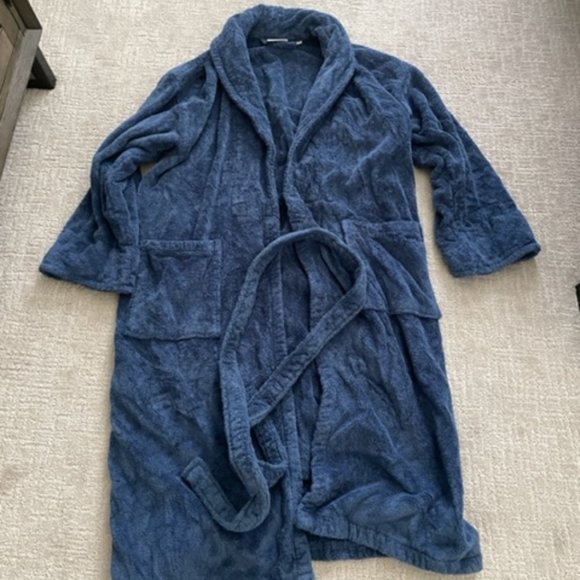 Men's Terry Bath Robe - Blue Medium - Picture 1 of 5
